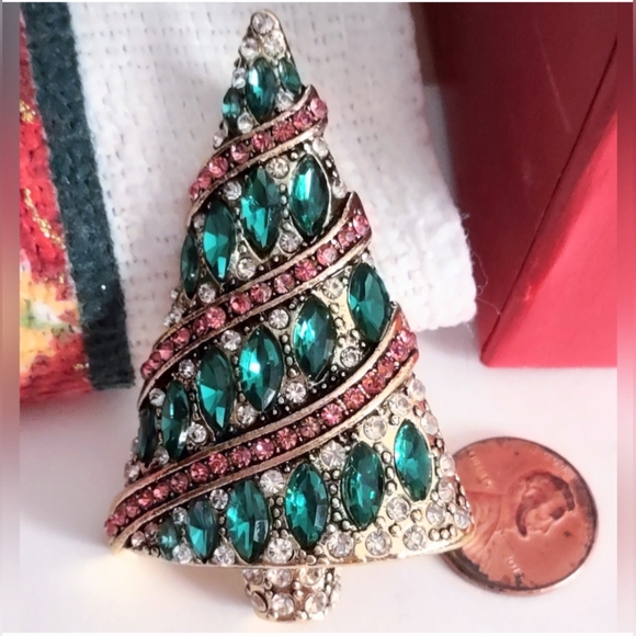 Jeweled Christmas Tree Brooch - Picture 11 of 13